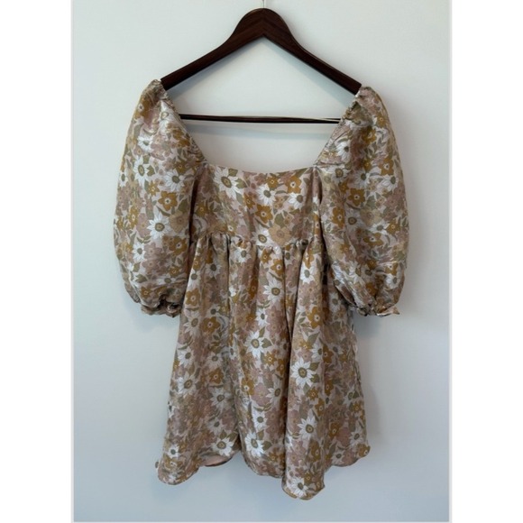 Storia Women's Babydoll Dress Size S 100% Polyester Floral Puff Sleeves Fairy - Picture 2 of 8